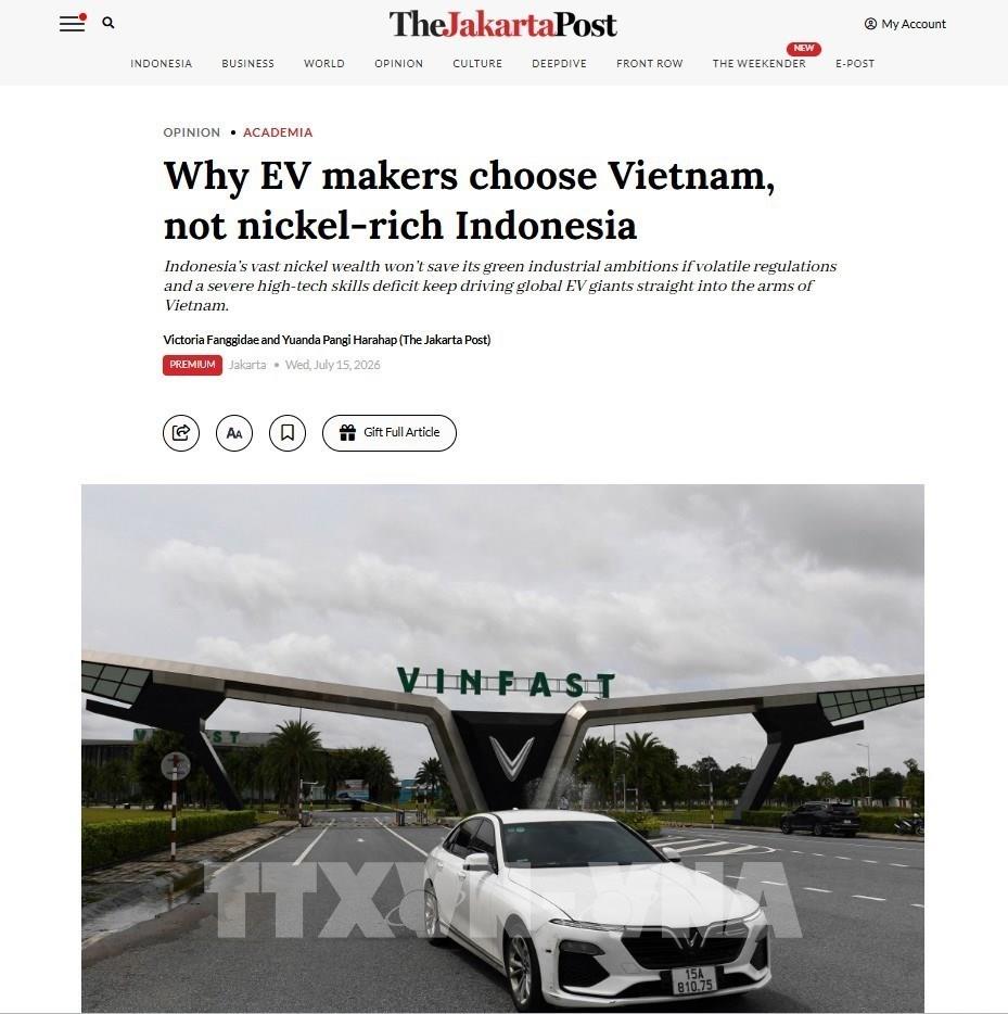 Báo Indonesia: Việt Nam có lợi thế trong cuộc đua hút đầu tư xe điện